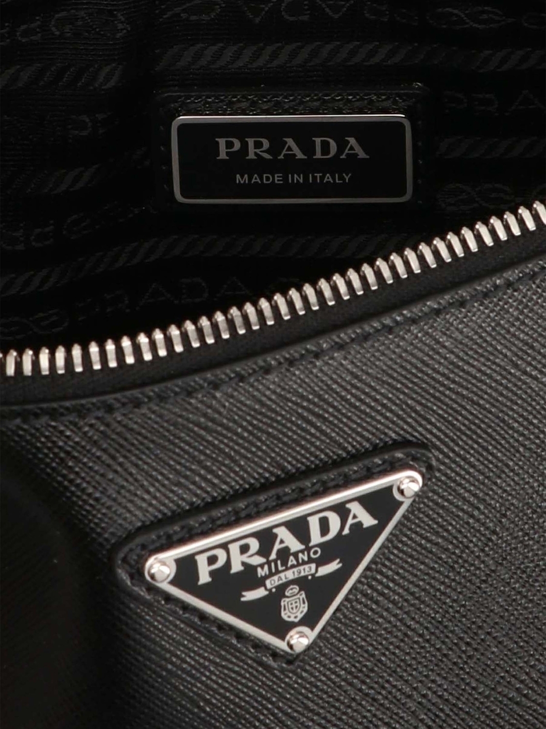 Сумка через плечо из материала Re-Nylon и кожи сафьяно Prada, черный — фото 4