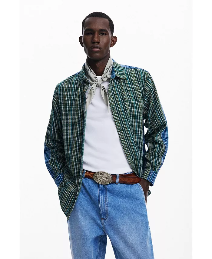 

Мужская комбинированная клетчатая рубашка Desigual, синий