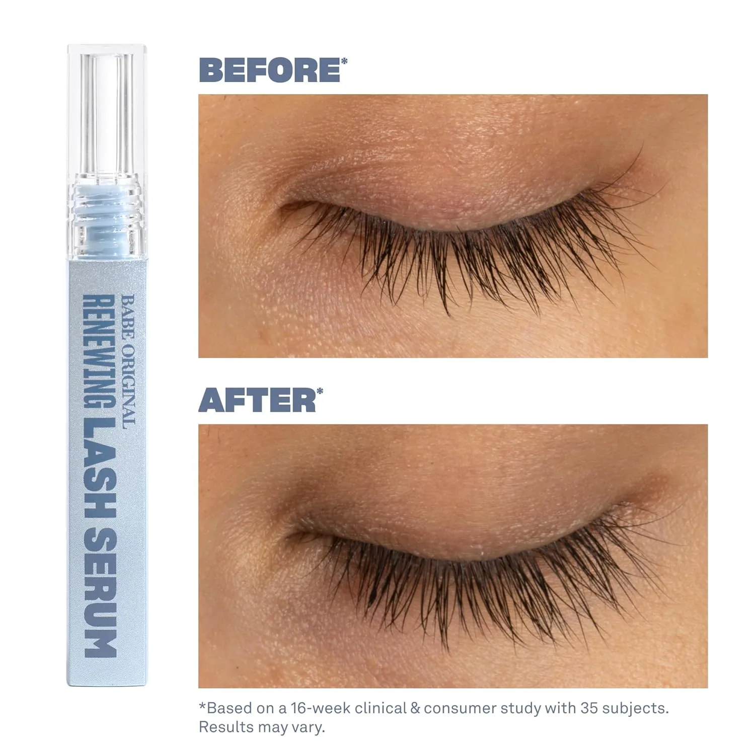 BABE ORIGINAL Renewing Lash Serum - сыворотка для ресниц без простагландинов с пептидами для более густых и длинных ресниц, обогащенная питательными растительными компонентами, веганская и cruelty-free на 4 месяца (6 мл), Clear — фото 2