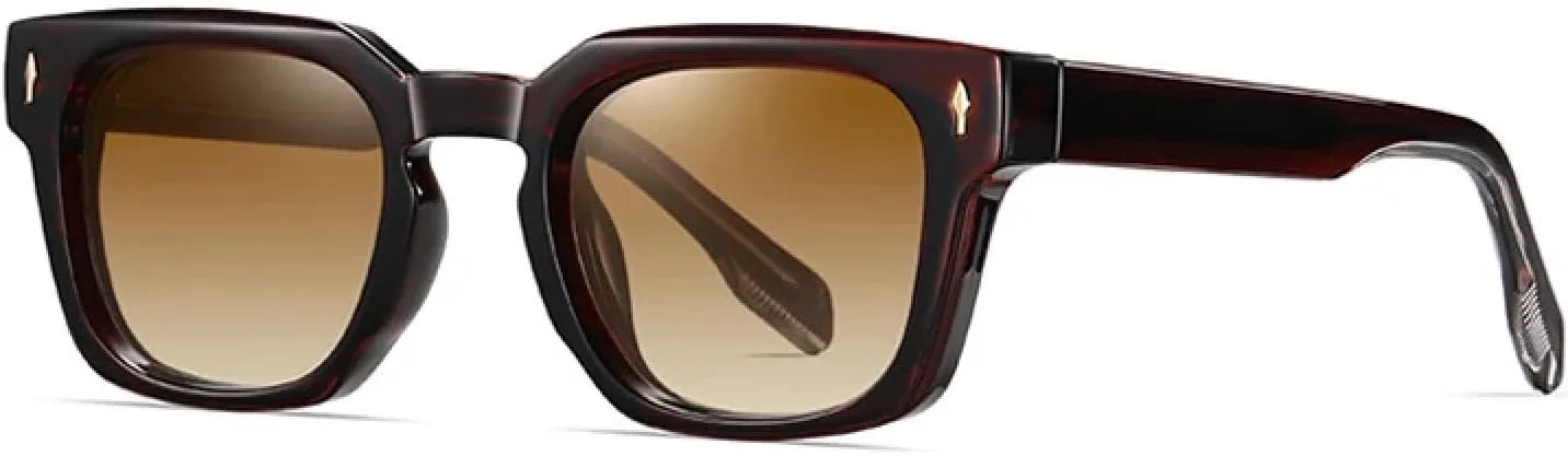 

Мужские солнцезащитные очки в стиле ретро, ​​роскошные, модные, с заклепками, женские, трендовые, панк, прозрачные, с градиентом TVTBBVV, Brown Tea Gradient