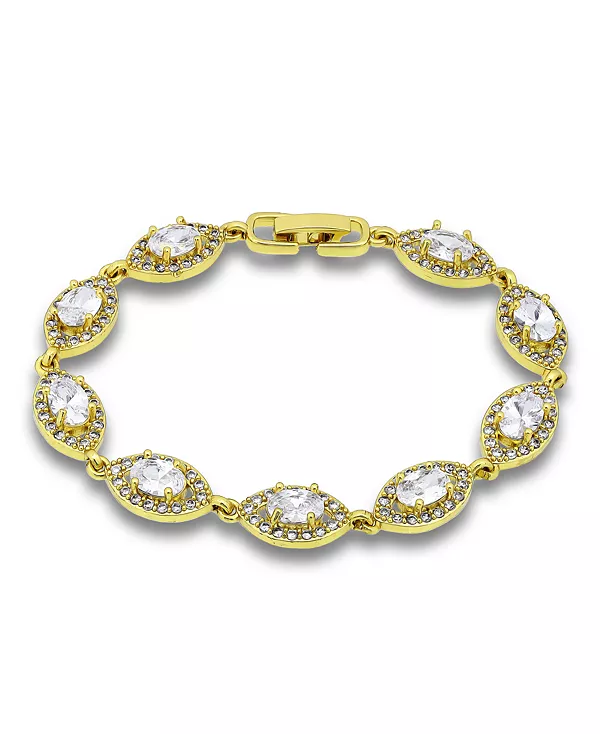

Браслет с овальным кубическим цирконием, паве-маркиз, дизайн «гало» Macy'S, gold