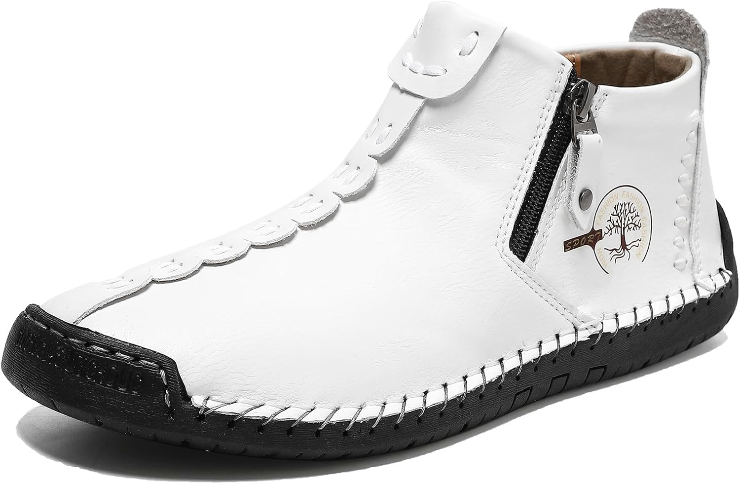 

Средневековые кожаные ботинки Ренессанс для улицы, повседневные, в ретро-стиле, на молнии, с мягкой подошвой, мужские ботинки для вождения Hhhchpm, белый