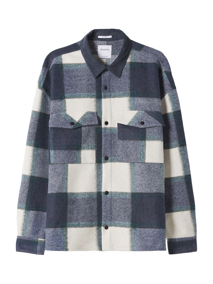 

Рубашка на пуговицах Comfort fit Bershka, темно-синий