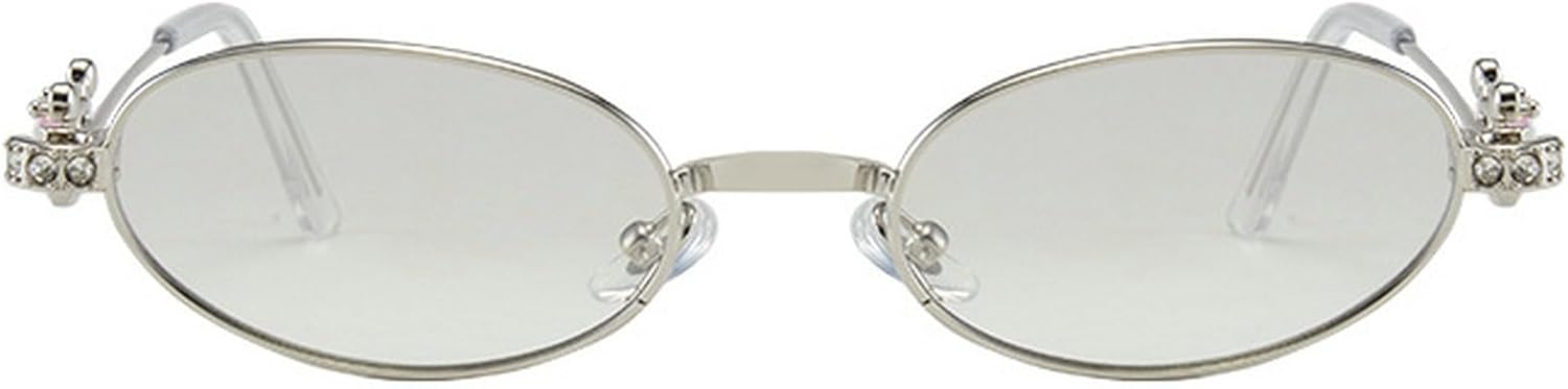 

Роскошные солнцезащитные очки с овальной металлической оправой и бриллиантами для женщин, маленькая оправа, овальные солнцезащитные очки с защитой от УФ-излучения UV400, винтажные очки для активного отдыха mincl, Silver