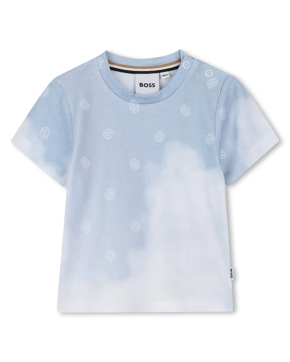

Футболка из хлопка голубого цвета для мальчика BOSS Kidswear, бирюзовый