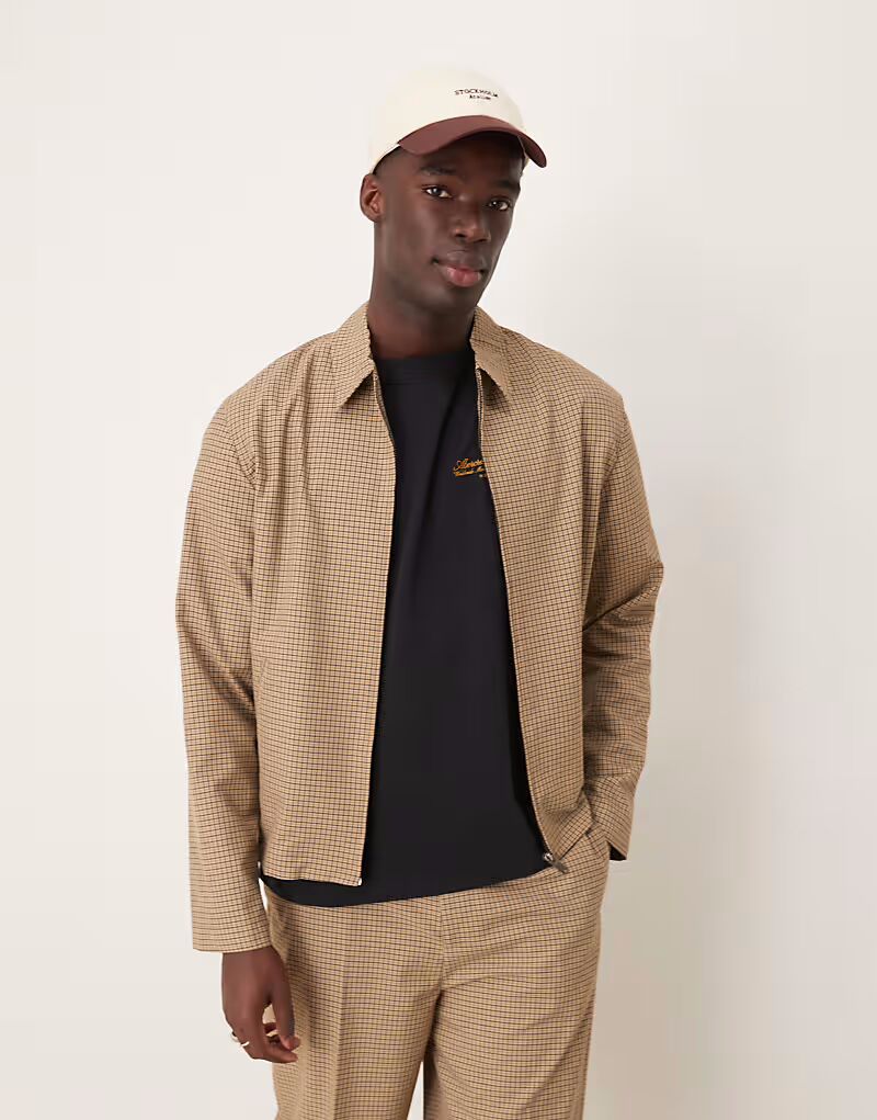 

Элегантная куртка-харрингтон в мелкую клетку Asos Design