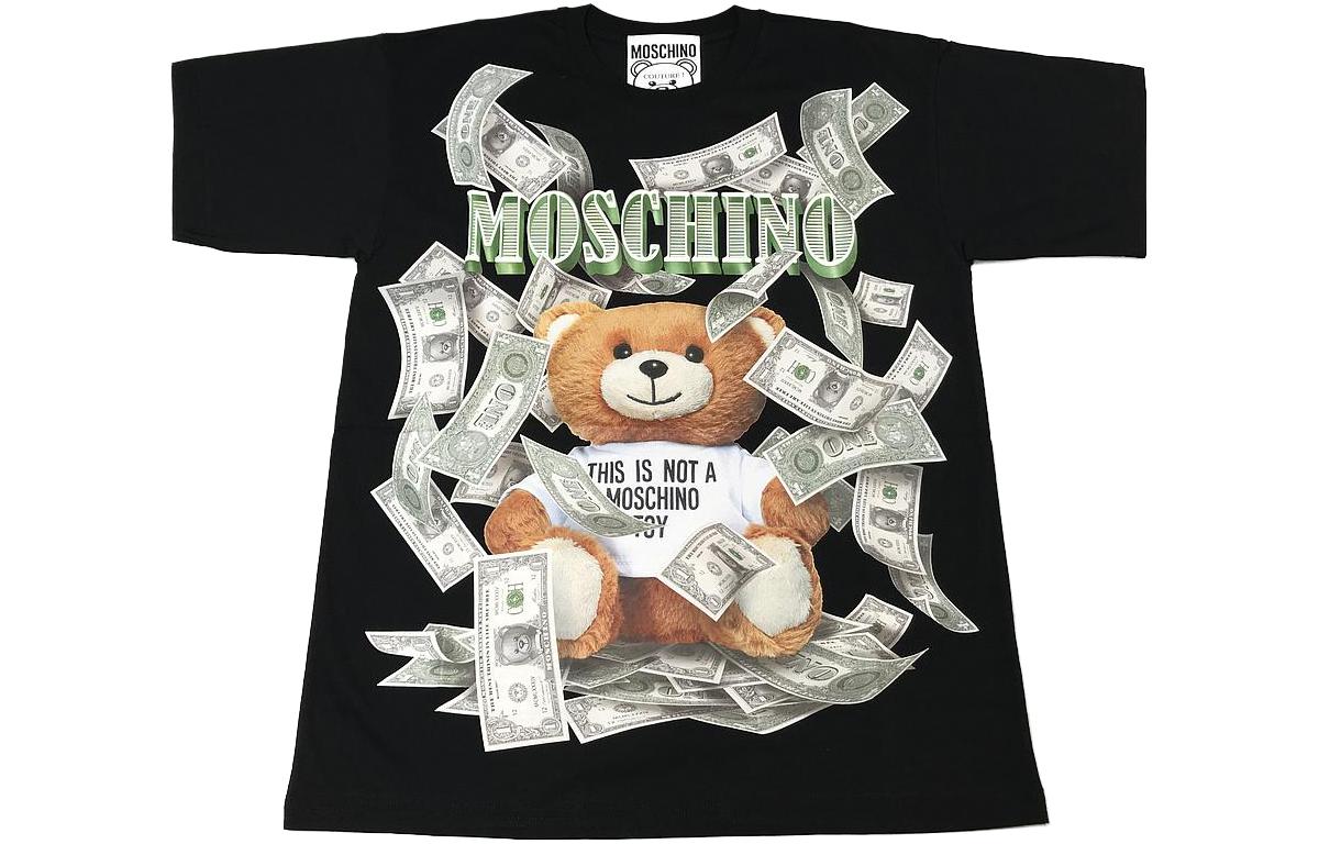 

Moschino Женская черная футболка с круглым вырезом, умеренно прямой крой, Черный, Moschino Женская черная футболка с круглым вырезом, умеренно прямой крой