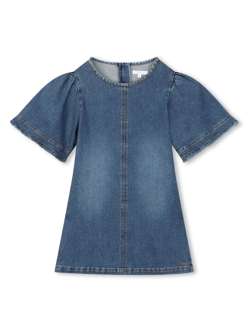 

Джинсовое платье с вышитым логотипом Chloé Kids, синий