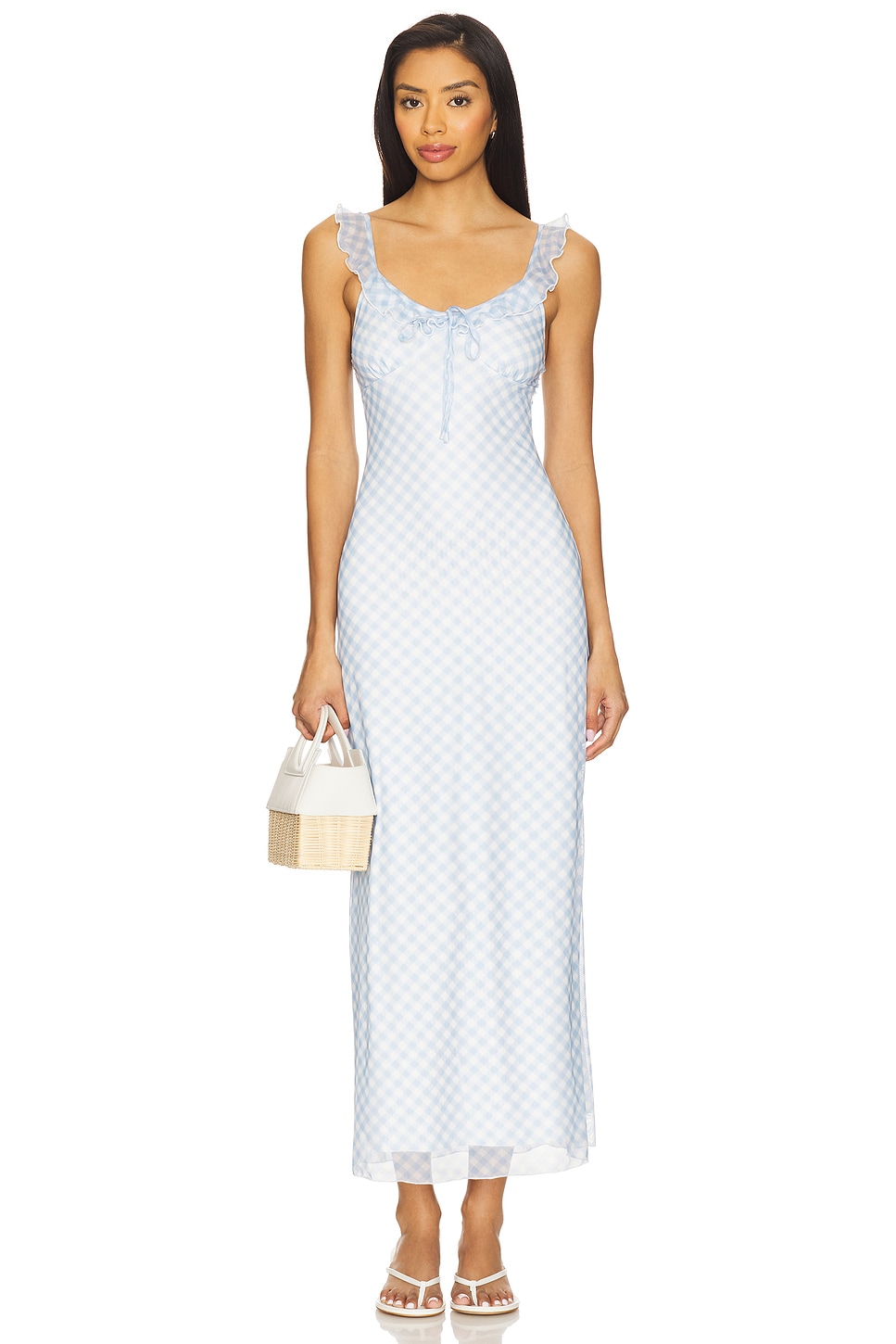 

Длинное платье Brylie More To Come, blue gingham
