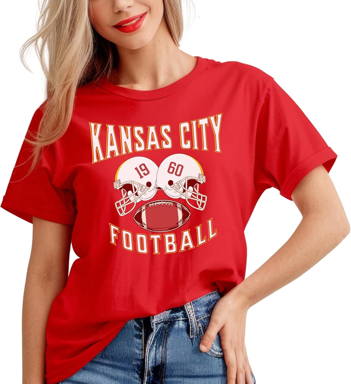 Футболка Kansas Football для фанатов | Ретро майка для игрового дня | Винтажная футболка Missouri премиум-класса для мужчин и женщин GENERIC, красный