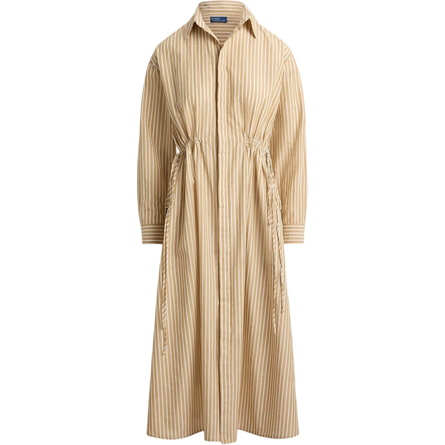 Платье-рубашка с полосками и воротником Polo Ralph Lauren Classic Camel & White