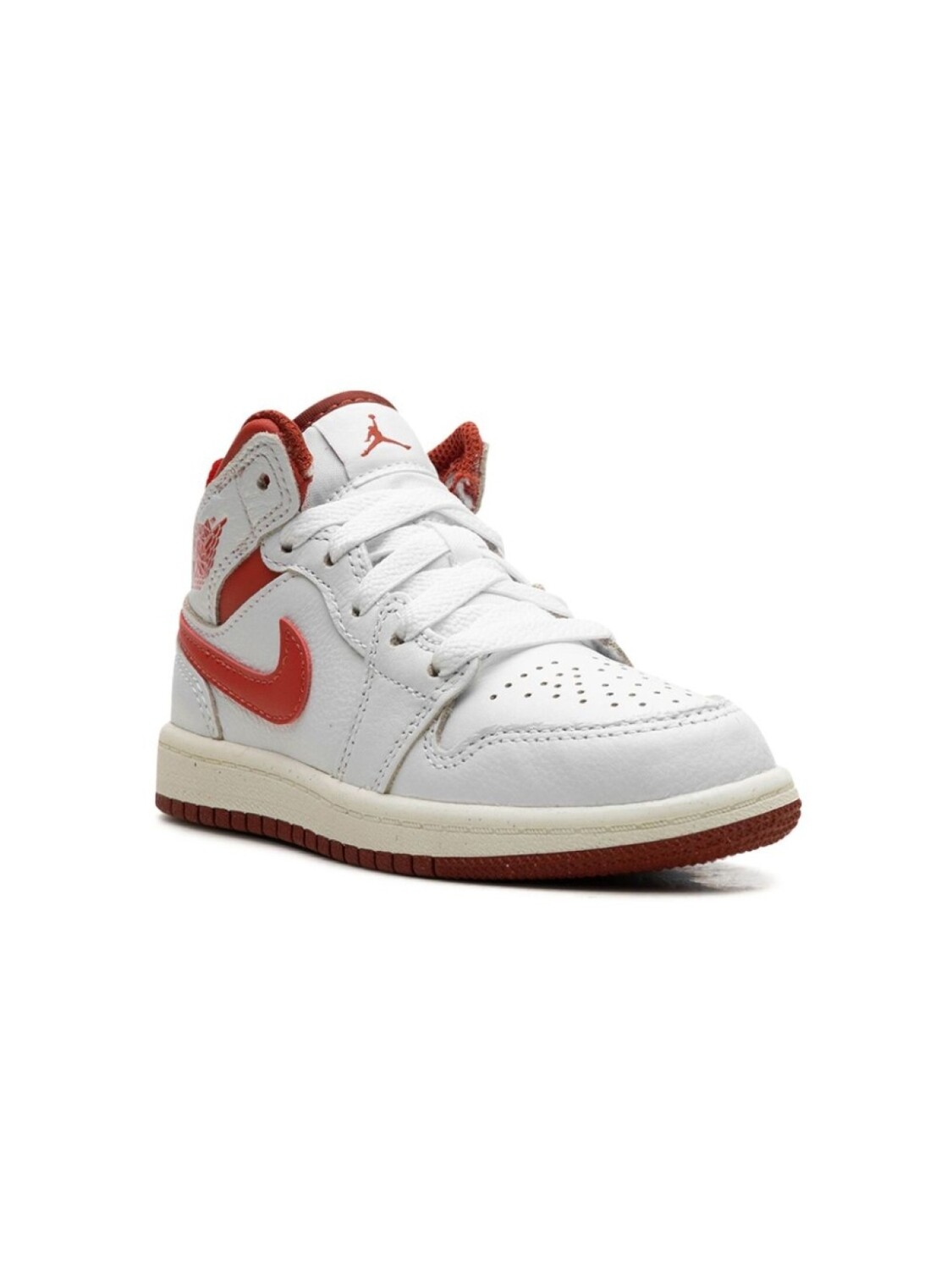 

Кроссовки Air Jordan 1 Mid SE White/Lobster/Dune Red/Sail/Vachetta Tan Jordan Kids, белый