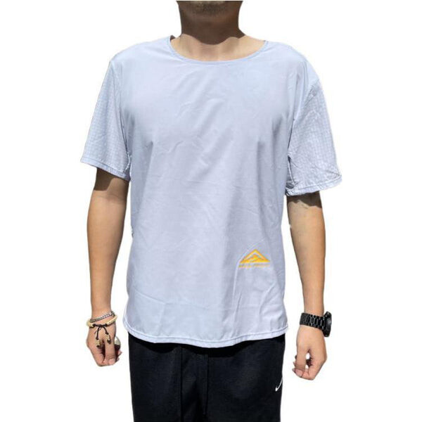 Футболка Men's Nike Solid Color Plaid Round Neck Pullover Breathable Short Sleeve Blue T-Shirt, синий — фото 3