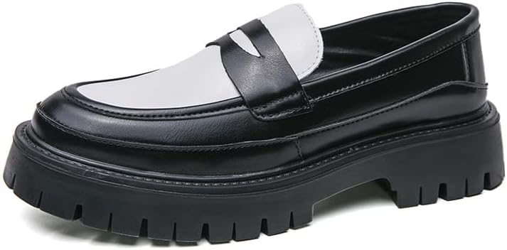 

Мужская модная платформа: массивные лоферы-слипоны с пенни, классический круглый носок, подошва с протектором, деловая повседневная обувь для работы и офиса Hhhchpm, белый/черный