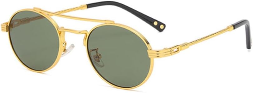 

Солнцезащитные очки овальной формы из сплава для женщин, с закрученными дужками для мужчин, в стиле ретро, ​​с защитой от УФ-излучения UV400, размер C3, один размер MTZJH, C3