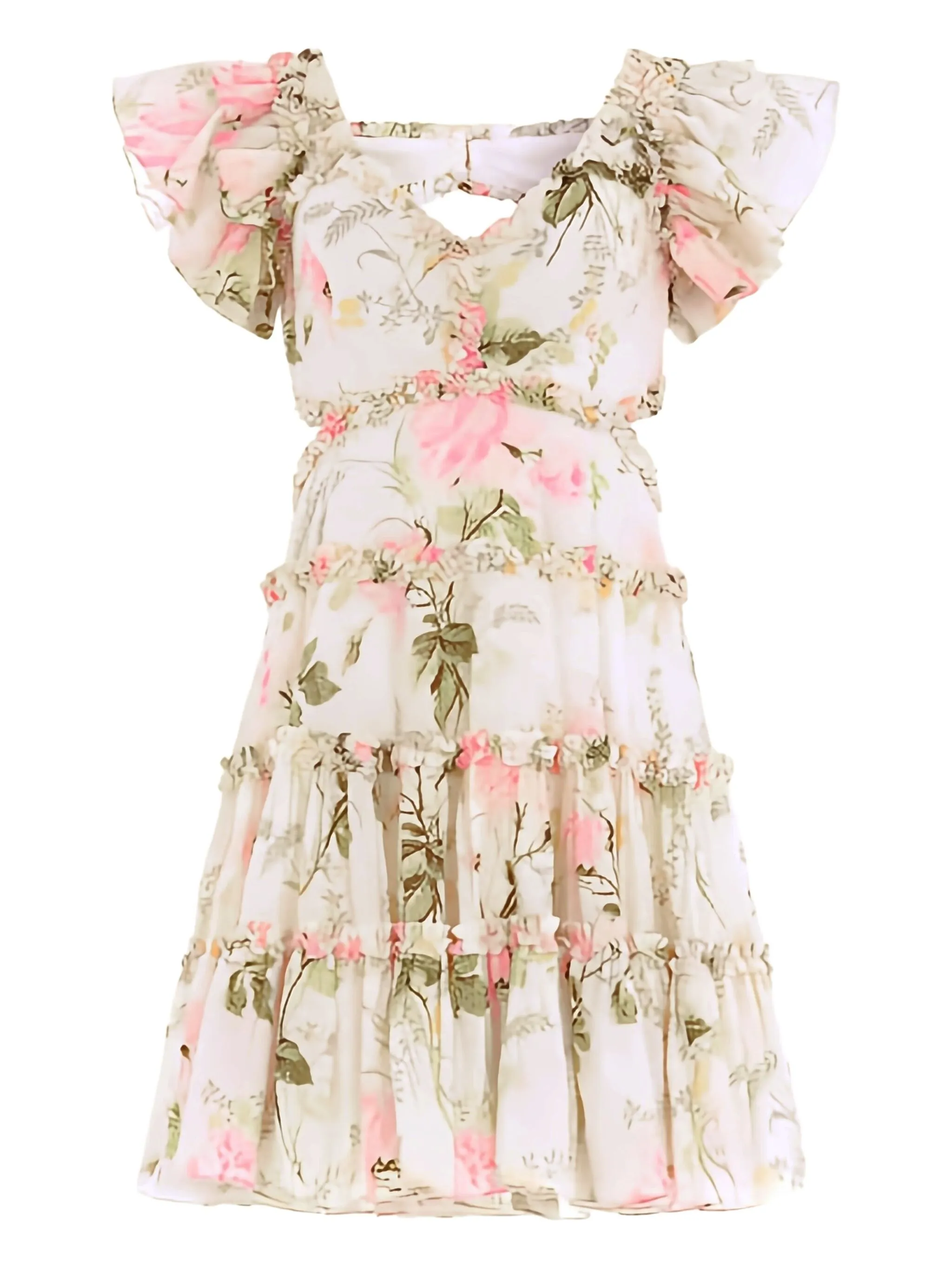 

Платье мини с открытой спиной и оборками Needle & Thread, розовый