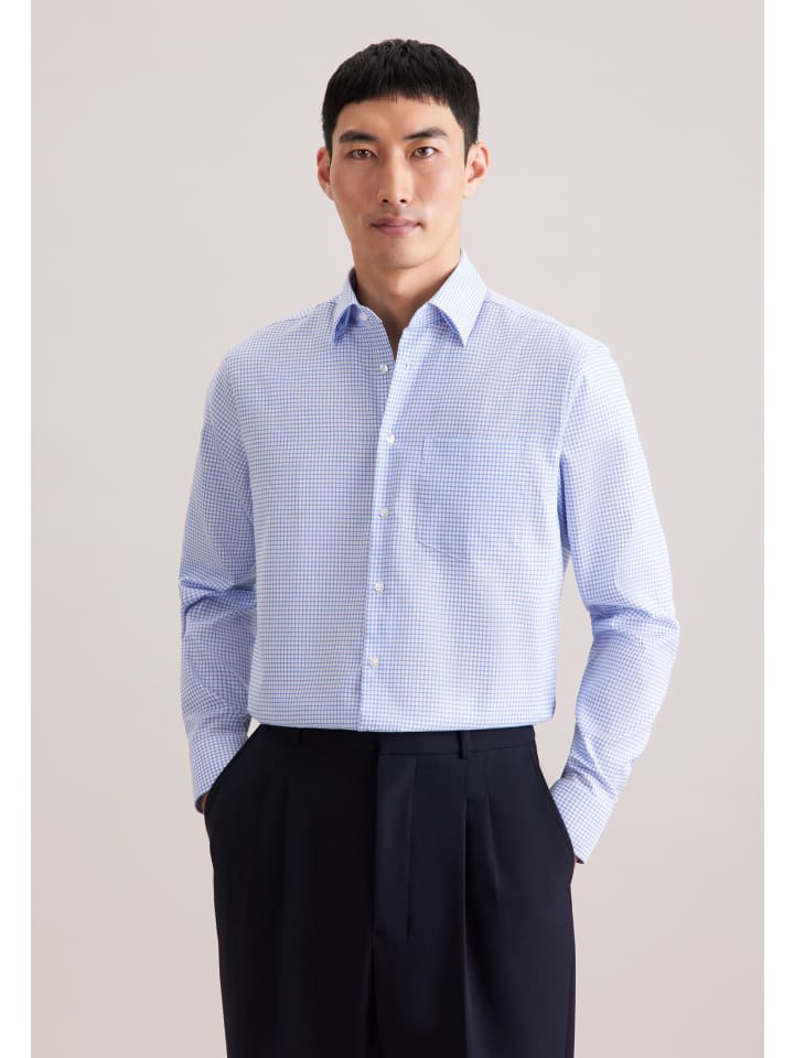 

Seidensticker Деловая рубашка, стандартный размер, средне-синего цвета