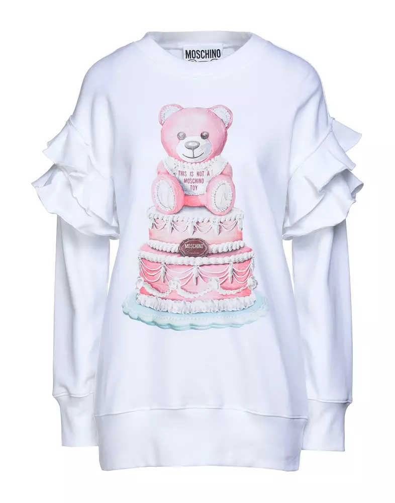 

Элегантный белый хлопковый свитшот с фирменным принтом Moschino Couture!