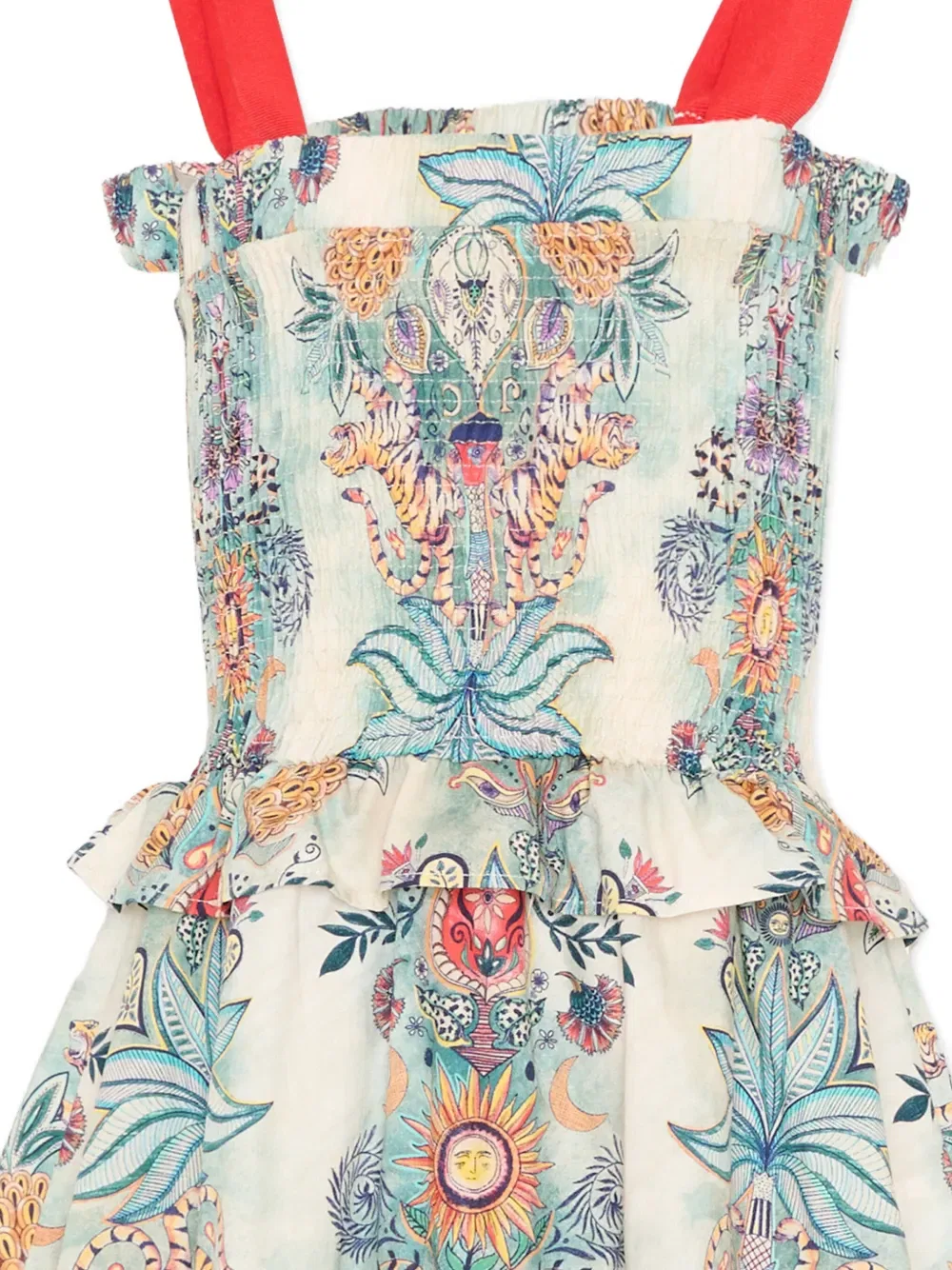 Мини-платье с цветочным принтом и оборками Just Cavalli Kids, нейтральный — фото 2