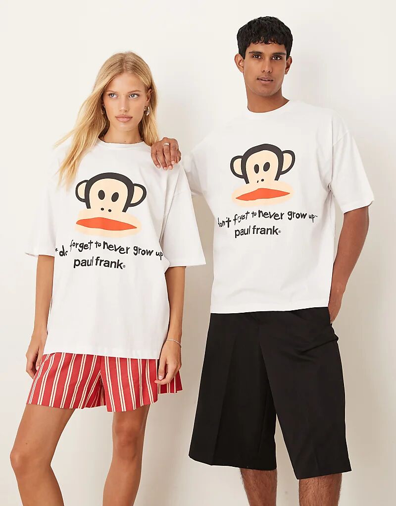 

Футболка унисекс оверсайз ASOS DESIGN белого цвета с принтами Paul Frank