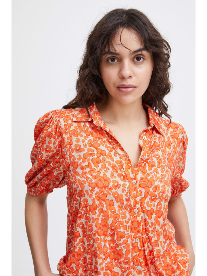 

ICHI Блузка IHAya regular fit in Coral Rose Leo Aop