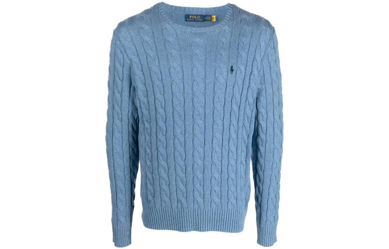 

Трикотажная мужская футболка поло светло-голубого цвета Ralph Lauren