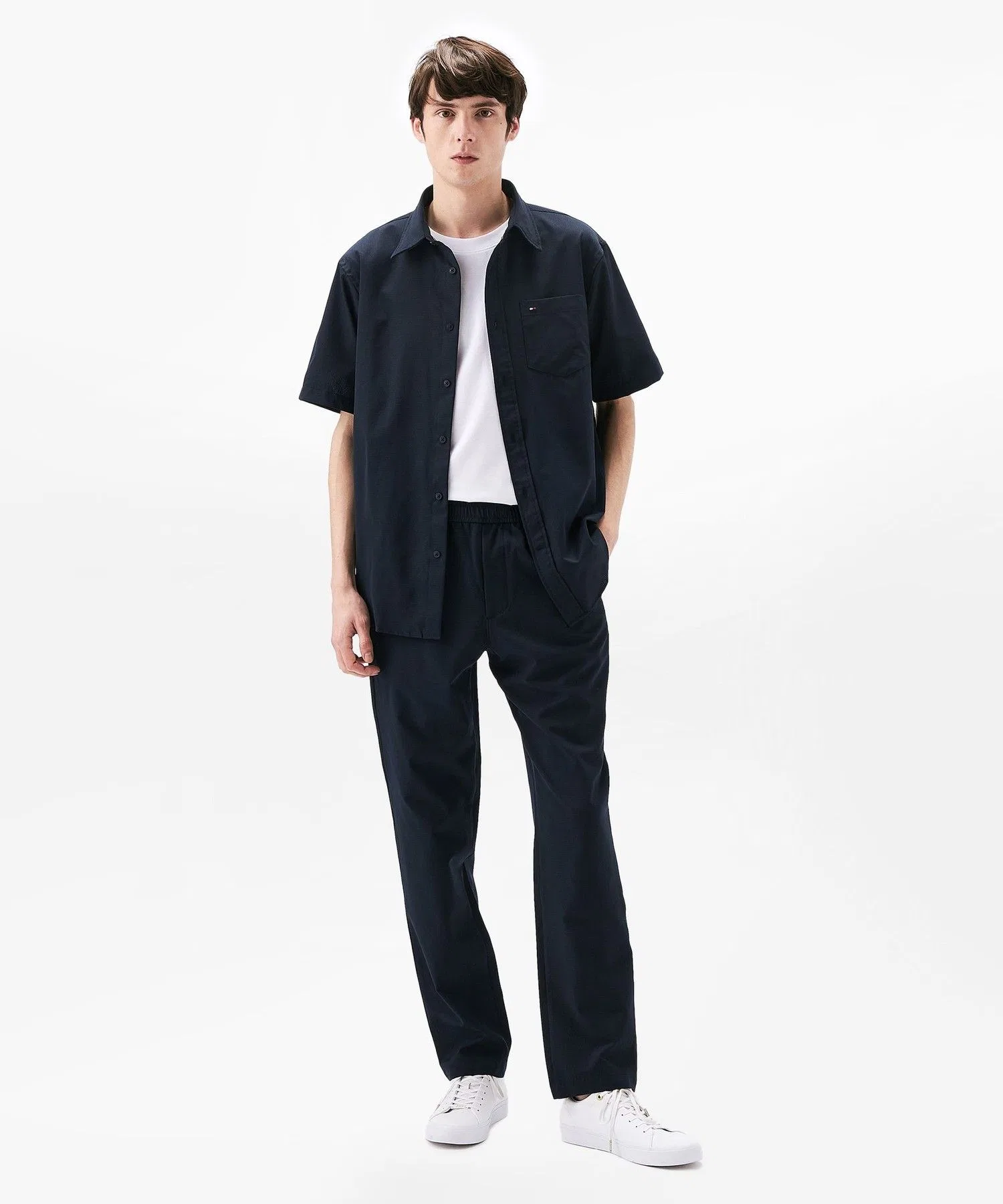 Мужская рубашка TOMMY HILFIGER с короткими рукавами, лёгкая, серая — фото 3