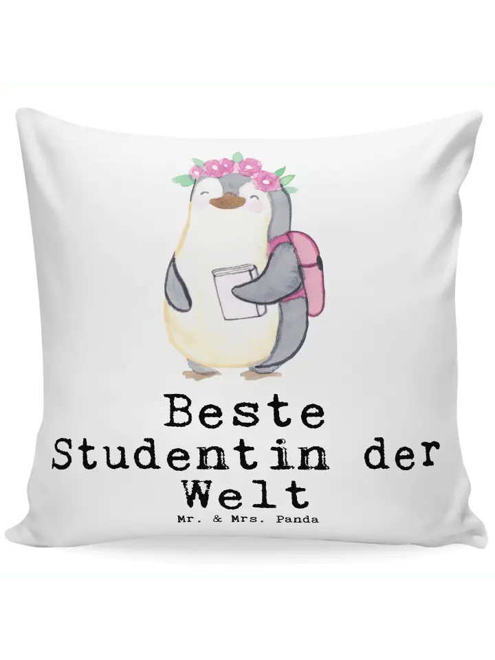 

Подушка Mr & Mrs Panda 40x40 Pinguin Beste Studentin der Welt m, белый