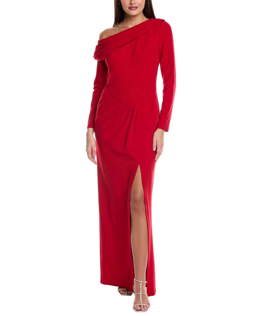 

Пледированное платье Tadashi Shoji с открытыми плечами, красный