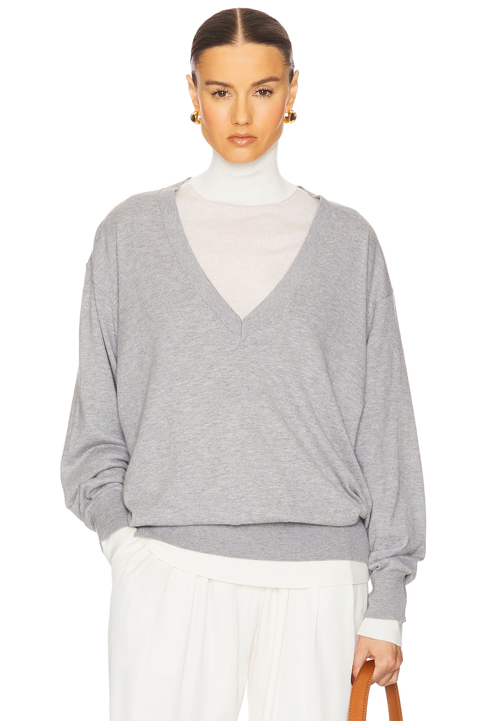 

Свитер Quintana с глубоким V-образным вырезом Helsa, heather grey