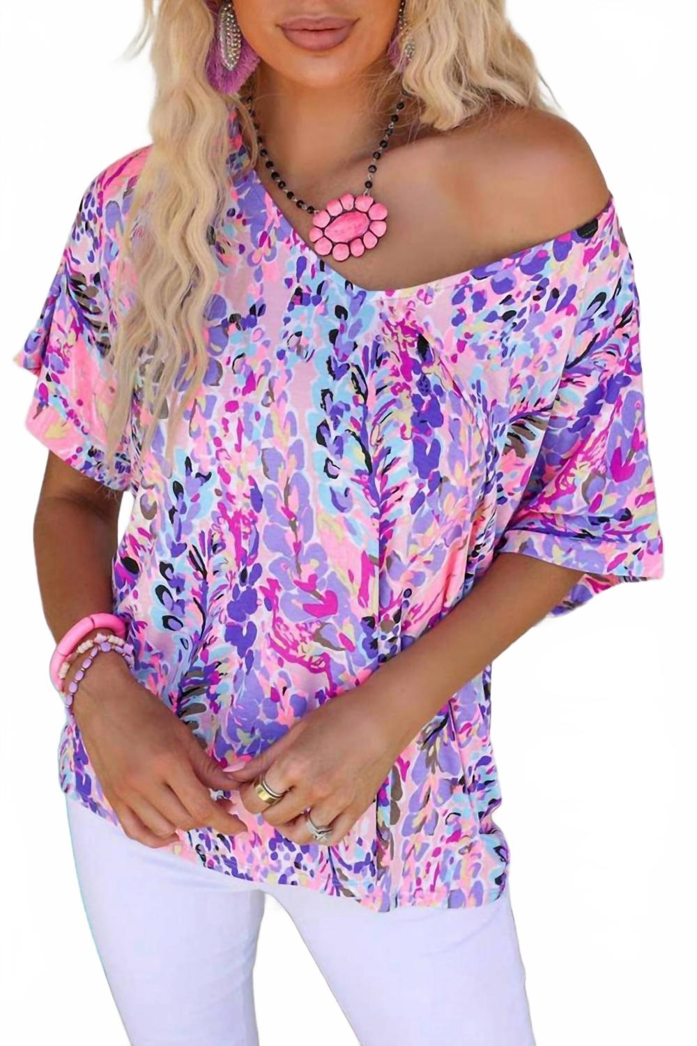 

Свободная футболка с цветочным принтом в мультиколоре Shiying Fashion