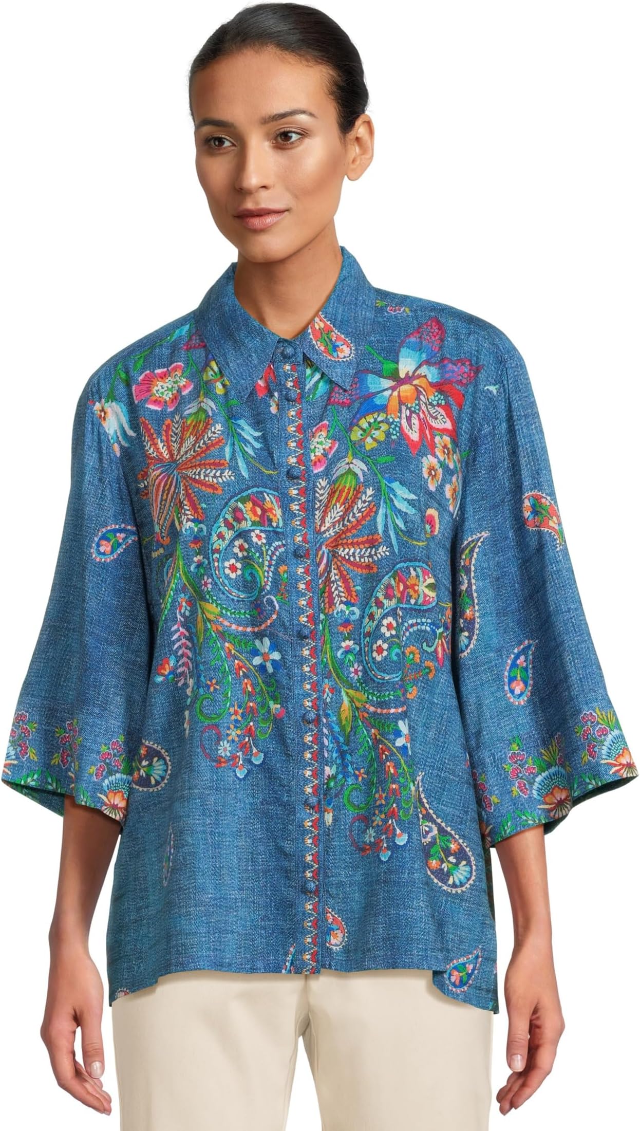

Рубашка Johnny Was Kimono Sleeve Shirt, цвет Carlie