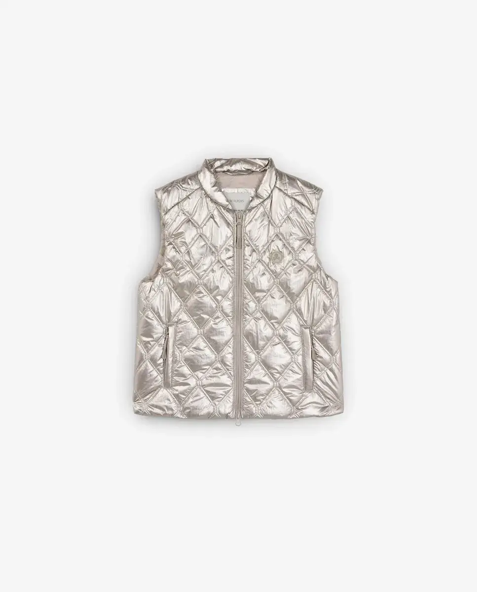 

Стеганый металлический жилет для девочки с логотипом Scalpers, серебряный