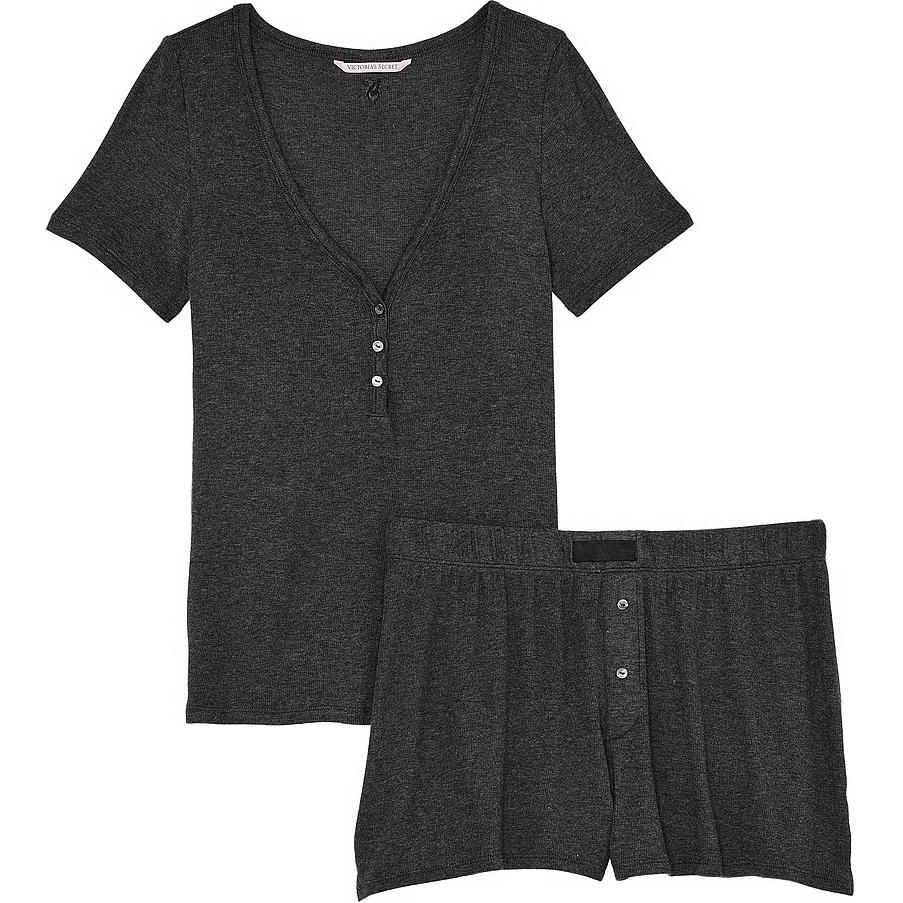 

Ребристый сет из мода с коротким рукавом хенли и шорт-боксеров/пижамный комплект CG Мужской древесно-угольный Victoria's Secret, Комплекты одежды (Древесно-угольный серый/Древесно-угольный)