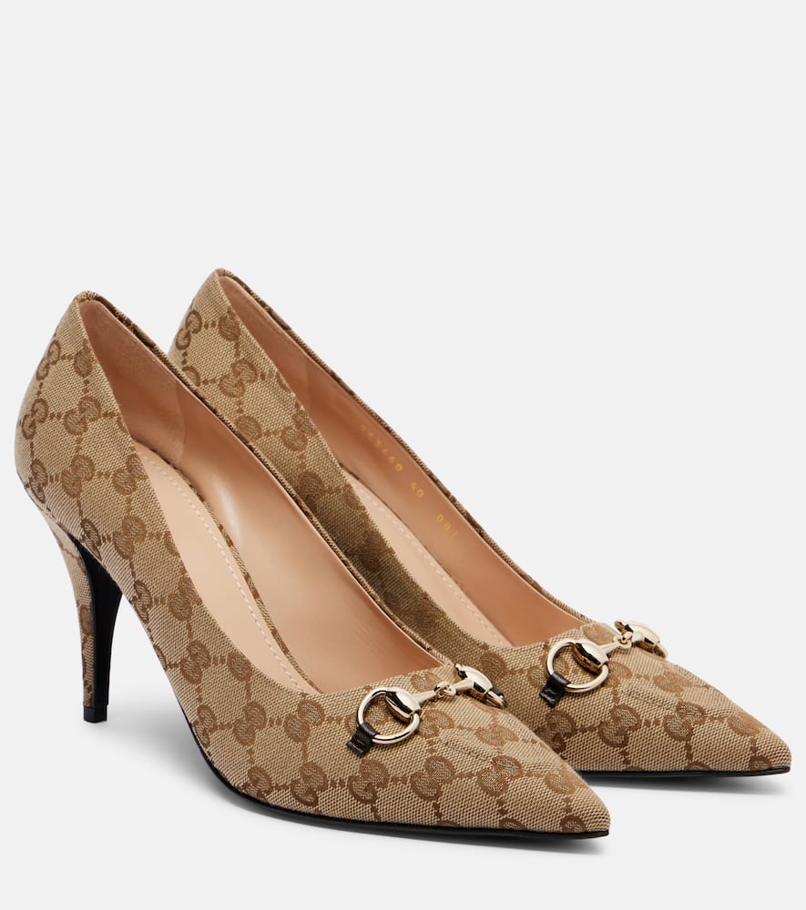 Туфли-лодочки Erin 85 canvas Gucci, Beige Ebony/Cocoa