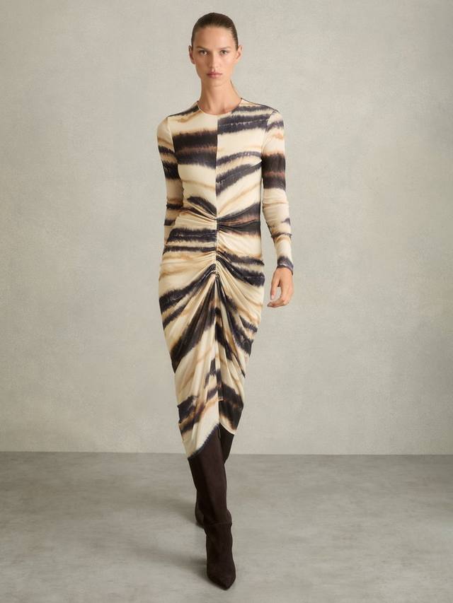 

Облегающее миди-платье georgia с абстрактными рюшами Reiss, цвет Neutral/Navy