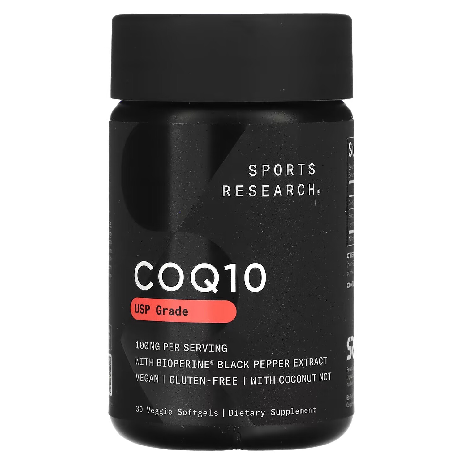 

Коэнзим Sports Research Q10 USP с экстрактом BioPerine 100 мг, 30 капсул