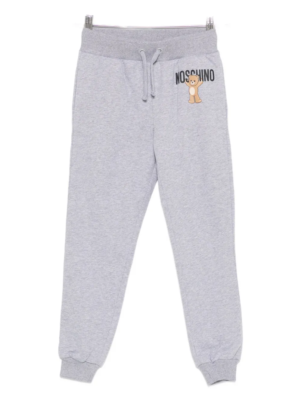 

Спортивные брюки с принтом «Тедди» и завязками Moschino Kids, серый