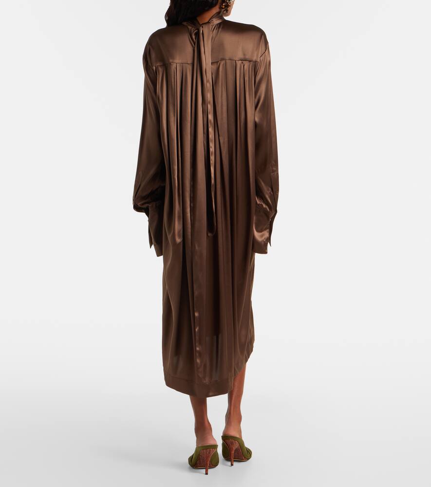 Туртленк из смесового шелка атлас миди-платье Dries Van Noten, Brown — фото 3