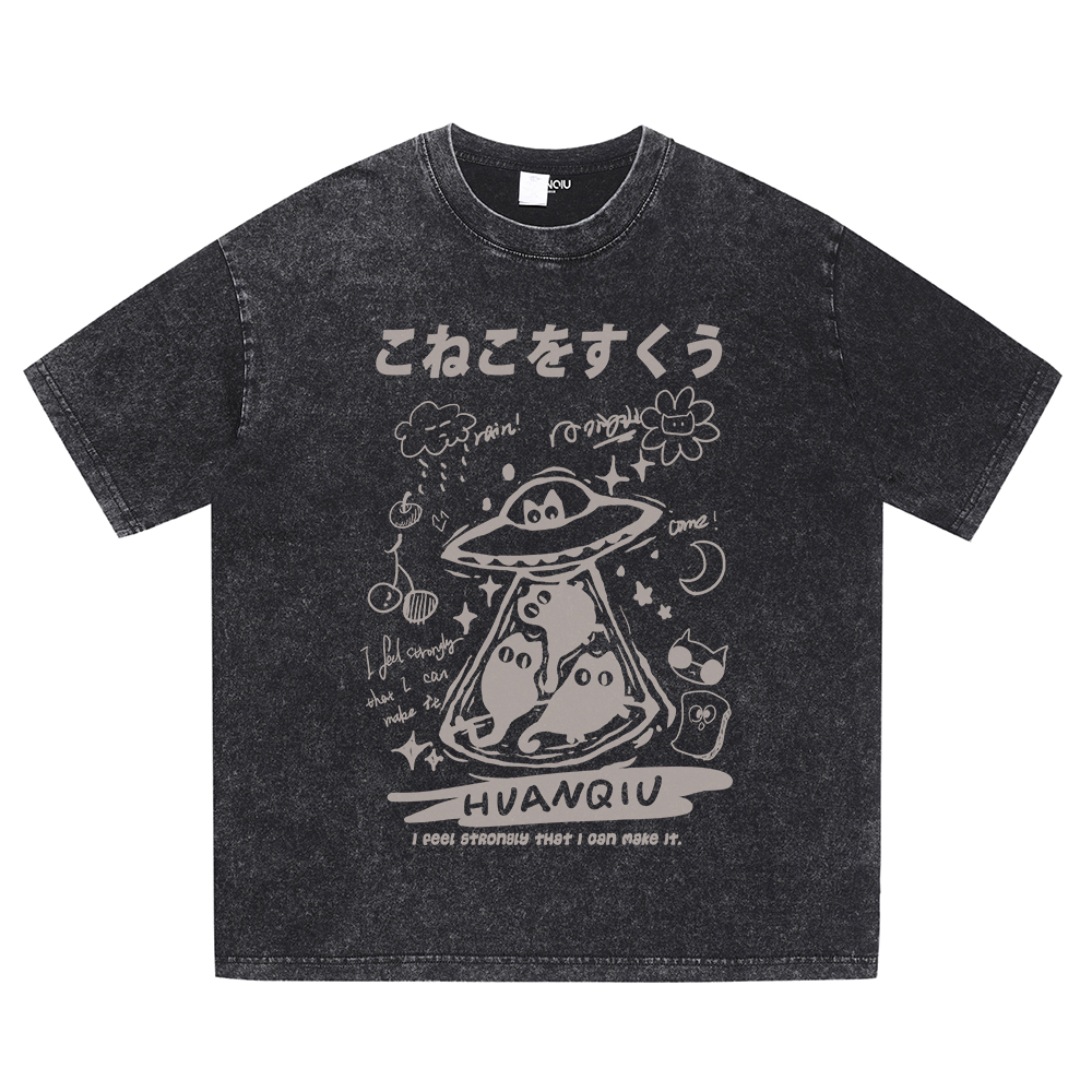 

Футболка Unisex Crew Neck Moderate Straight Fit HUANQIU, washed черный