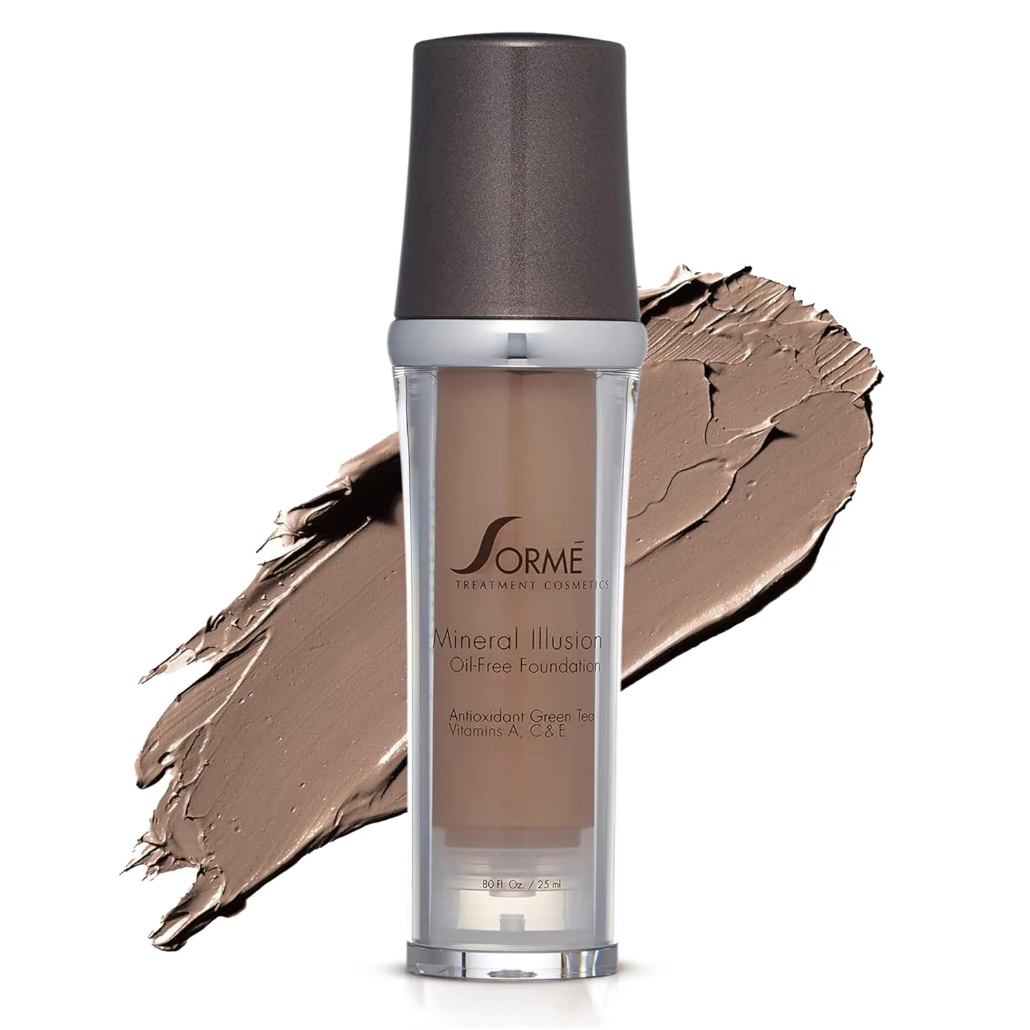 SORMÉ Mineral Illusion тональная основа без отдушек и масел, с минеральным солнцезащитным фильтром, увлажняющая с маслом ши и витаминами A, C, E, среднее покрытие, 25 мл, Dark Beige