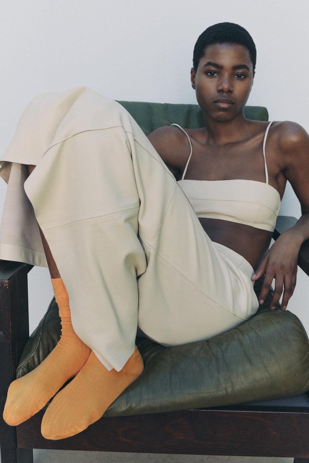 

Носки изнаночной вязки высотой до колен ZARA, оранжевый