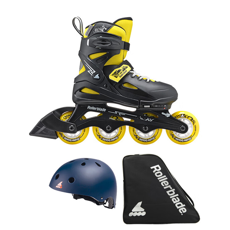 

RollerBlade Детские роликовые коньки Fury Inline для девочек и мальчиков, регулируемые, для начинающих, черно-желтые (Premium Package B), размер L (36.5-40.5 см)