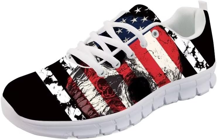 

Женские спортивные кроссовки Forchrinse с принтом американского флага и смелого орла, кроссовки для мужчин и женщин, обувь USA, президентская независимость, American Flag Skeleton