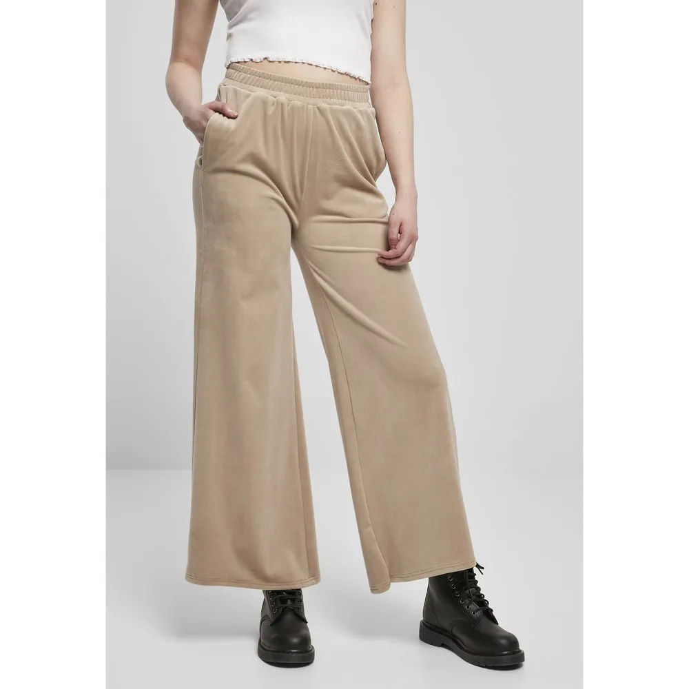 

Брюки Urban Classics High Waist Straight Velvet, бежевый