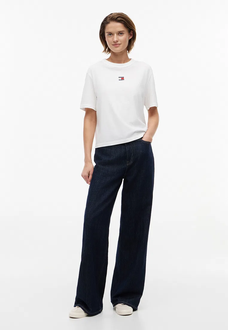 Футболка, свободный крой, Tommy Jeans Tommy Hilfiger, экрю — фото 4