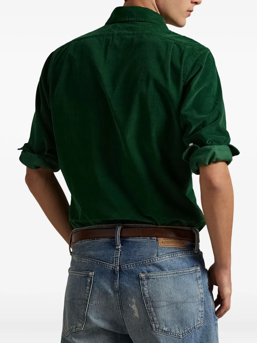 Вельветовая рубашка с вышитым логотипом POLO RALPH LAUREN, зеленый — фото 4