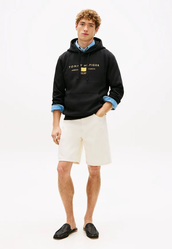 Худи с капюшоном и завязками из махровой ткани с логотипом Tommy Hilfiger, Black — фото 2