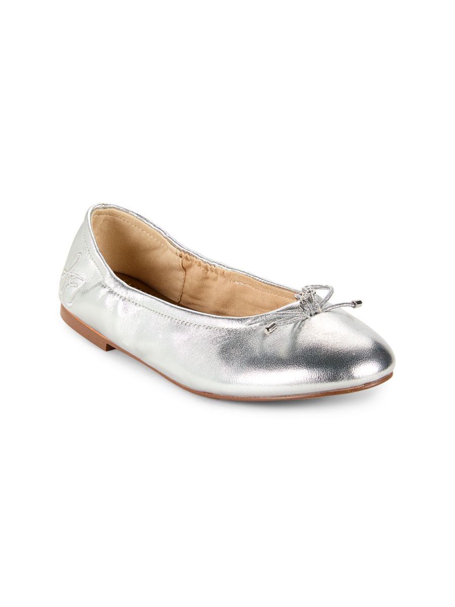 

Кожаные балетки Felicia Bow для девочек Sam Edelman, серебряный