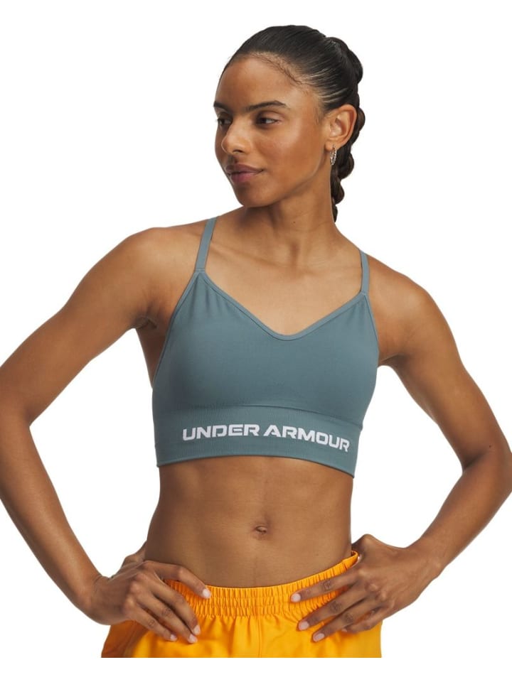 

Спортивный бюстгальтер "Vanish Seamless Low Bra" синего цвета Under Armour